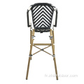 Patio French en aluminium Bistro Outdoor Rattan Bar Chair